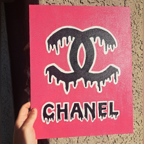 Wall Art Paint Canvas Handmade Wall Decor pink drip - Picture 2 of 5